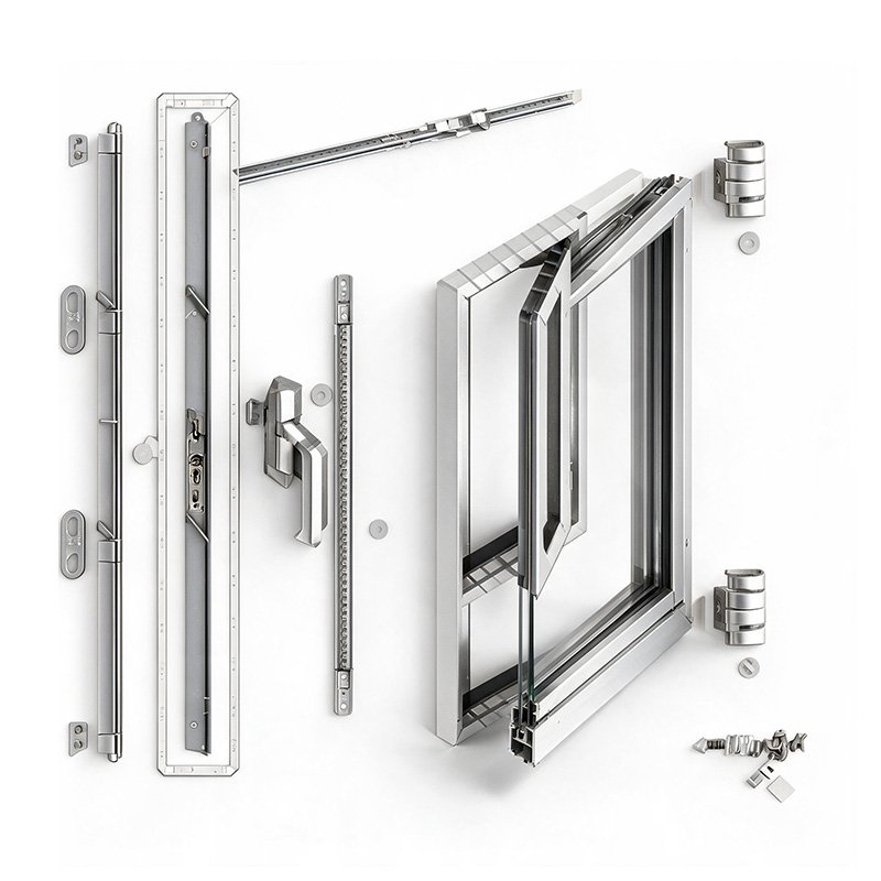 Complete Set of Hardware for Inward-Opening Escape Windows