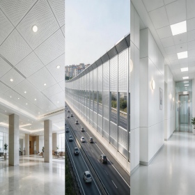 Indoor ceilings, noise barriers, hotel & hospital inner walls